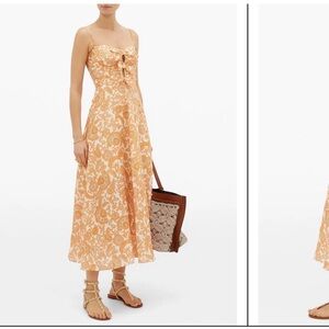 ZIMMERMANN Peggy Paisley Print Tie Front Linen Maxi dress Size 2-4